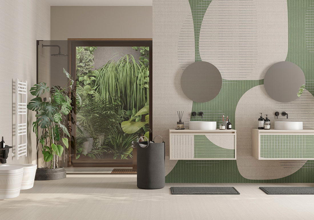 Ristrutturazione dell'Ambiente Bagno. Il progetto delle superfici: comparazione carta da parati / piastrelle
