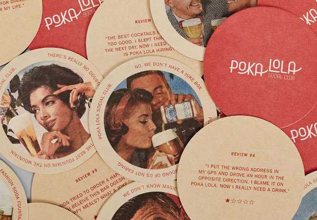 Design de marque irrévérencieux du Poka Lola social club à Denver