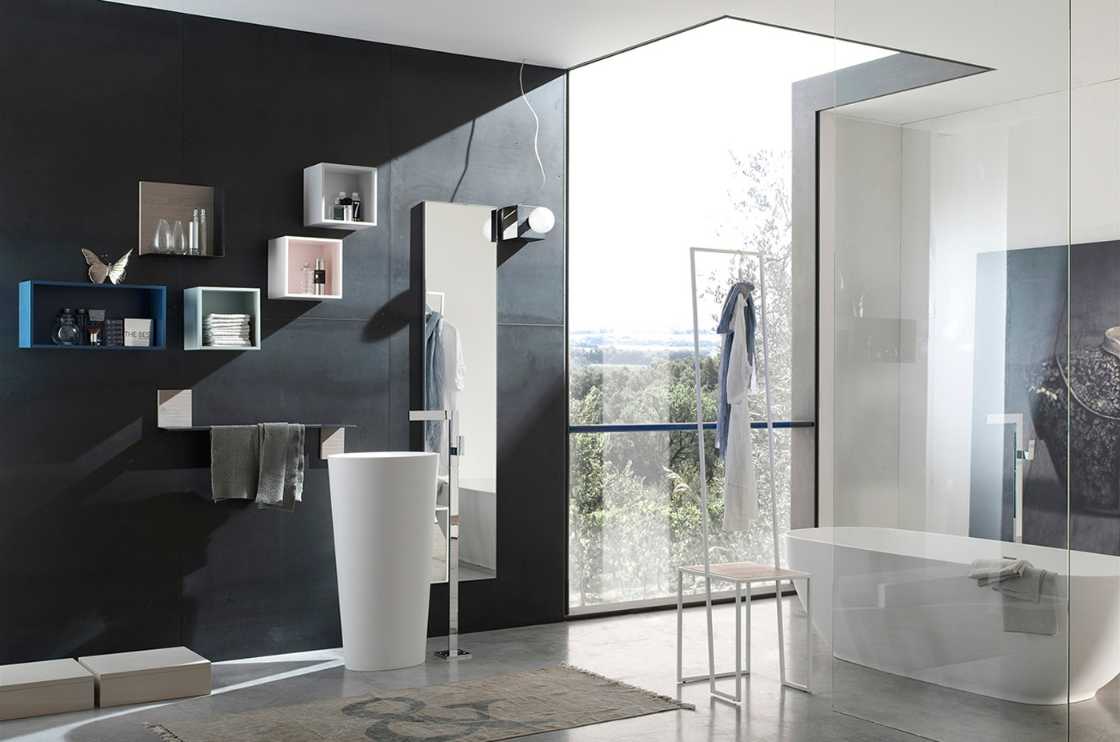Bathroom furniture, walls, shelves and accessories
